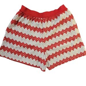 Cengiz Abazoglu adl Designer Shorts Women's Size L Red White Zigzag Knit Pattern